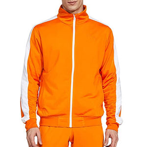 Conjunto Deportivo Casual para Hombre, Color Naranja Sólido, 2 en 1, Corte Holgado, Cierre Completo y Medio Cierre, Ropa de Invierno, Tejido Transpirable de Poliéster/Nailon - Product Image 1