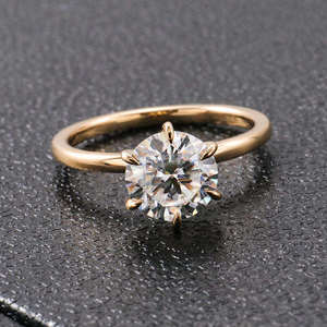 Anillo de Compromiso de Oro Amarillo de 14K con Corte Brillante Redondo de 2.00 CT, Certificado IGI, Anillo de Novia Sostenible de Alta Calidad al por Mayor - Product Image 1
