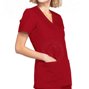 Hot Sale Latest Design <b>Scrub</b> Women Mock Wrap <b>Tops</b> Made In High Quality Material Women Mock Wrap <b>Tops</b> - Product Image 2