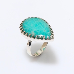Anillo de Plata 925 con Cabujón de Amazonita Natural, Joyería Artesanal para Ella - Product Image 2