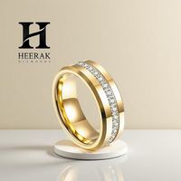 Anillo de boda de lujo para hombre en oro amarillo de 14K y 18K con diamantes cultivados en laboratorio, diseño de canales, borde biselado, joyería personalizada para hombre.