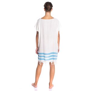 Abito da Spiaggia in Puro Cotone a Maniche Corte, Copricostume da Donna - Product Image 3