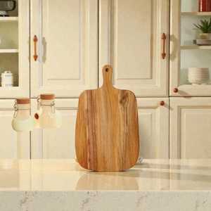 Planche à découper en bois massif de style écologique pour la maison, plateau de service pour fruits et légumes, plateau à charcuterie, assiette à pizza, plat de dîner en bois - Product Image 3