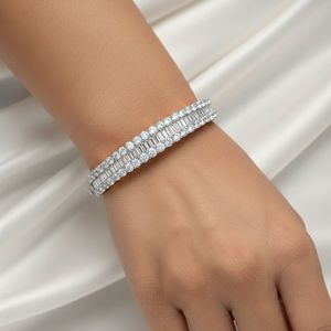 8.632CTW Lab Grown Round Channel Pave Diamond Gold Plated for Certified Women's Bangle Cuff <b>Bracelet</b> - Product Image 2