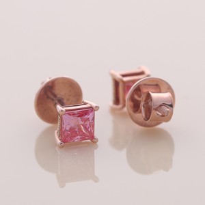Pendientes de Diamantes de Corte Princesa Rosa Cultivados en Laboratorio con Certificación IGI, Oro de 9 Quilates, Pendientes Minimalistas - Product Image 4
