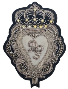 Premium Quality Customized Hand-Embroidered Antique Scalloped Crown ew-On <b>Badges</b> for Jackets, Blazers & Coat - Product Image 1