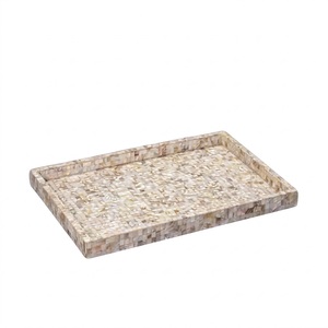 Bandeja Rectangular Artesanal de Nácar para Servir, Bandeja de Lujo de Madera para Mesa de Centro Otomana con Incrustaciones de Nácar y Motivo Floral Único - Product Image 6