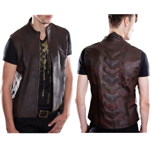 Chaleco de Motociclista de Cuero Marrón para Hombre, de Secado Rápido, Impermeable, con Espacio Oculto para Portación de Objetos - Product Image 5