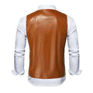 Men Vest Black Biker Motorcycle Hip Hop Waistcoat Male Faux Leather <b>Punk</b> Solid Black Spring Sleeveless Leather - Product Image 3