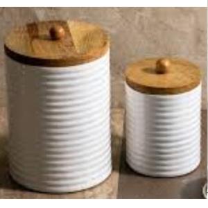 Boîte à épices, sucre et sel en bois personnalisée, ensemble d'épices sur mesure, finition émaillée, boîtes de rangement de cuisine, forme arrondie - Product Image 2