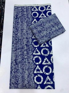 Tela de algodón estampada con cera de primera calidad, diseño geométrico azul y blanco, 58/60 pulgadas, tejida para prendas de vestir, sari para mujer - Product Image 3