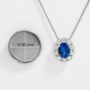 Elegante Collar de Oro Sólido de 14K con Zafiro Ovalado de 1.78ct y Diamantes Cultivados en Laboratorio, Engastados en Puntas, Certificado por IGI, Joyería Fina de Lujo para Regalo - Product Image 2