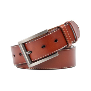 Cinturón de Negocios Versátil para Hombre de 3.8cm, Cuero Vacuno, Hebilla Cuadrada de Aleación, Patrón Floral, Estilo Vintage, Venta Directa de Fábrica - Product Image 1