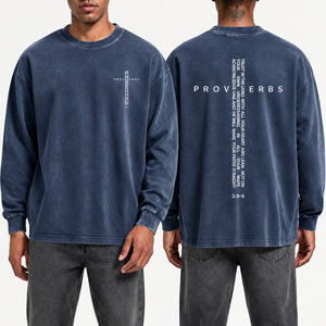 เสื้อยืดแขนยาวโอเวอร์ไซส์ผู้ชาย ผ้าคอตตอนเจอร์ซีย์ ลวดลายพระคัมภีร์ พิมพ์ลายลำลอง สตรีทแวร์ คอกลม ถักลายตัวอักษร - Product Image 4
