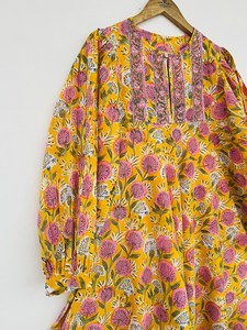 Femmes filles imprimé pur coton Maxi robe indien bloc imprimé décontracté été soirée à la mode en gros longue Midi en vrac - Product Image 4
