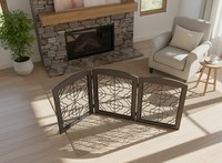 Barrière de sécurité autoportante pliable en bois et métal pour animaux – Clôture intérieure extra large à motif animal pour chiens, chats, escaliers et portes