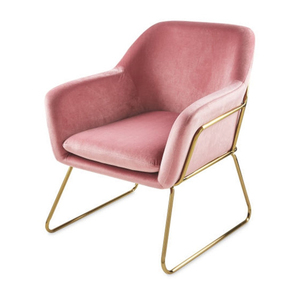 Fauteuil de salon moderne en velours avec pieds en métal doré, style contemporain, siège de détente pour la maison - Product Image 1