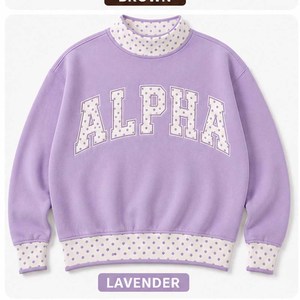 Alpha Yellow Wholesale <b>Mock</b> <b>Neck</b> Crew <b>Neck</b> Cotton Fleece Sweatshirt Women Men Ladies Unisex Gingham Patch Greek Sorority - Product Image 2