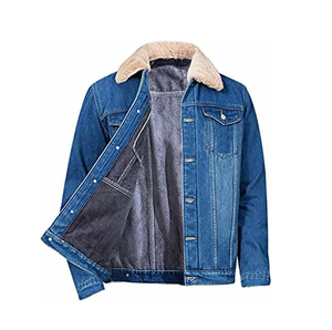 Custom Made <b>Men's</b> <b>Long</b> Sleeve Denim <b>Jacket</b> Breathable Casual Style with Button Decoration and Pockets Plain Winter Outerwear - Product Image 1