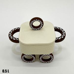 Mini chauffe-plat carré compact avec insert en verre et base décorative à roulettes pour service individuel en buffet - Product Image 1