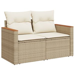 Conjunto de Sofás Modulares de Ratán Sintético PE Beige para Jardín, Muebles de Patio con Tamaño Modular - Product Image 4