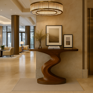 Mesa de Consola Moderna Hecha a Mano para Sala de Estar, Muebles de Alta Gama, Patas de Madera Sólida, Mesa de Entrada de Madera - Product Image 2