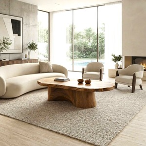 Table basse en bois massif avec tiroir Table centrale en bois sculptural à bord vivant faite à la main en bois naturel Table de déclaration décor à la maison - Product Image 6