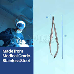 Equipo Oftalmológico Reutilizable, Portaagujas Curvo Castroviejo, Mandíbulas Finas de 9 mm, Puntas Afiladas de 125 mm x 0.8 mm - Product Image 5