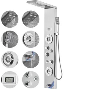 Sistema de Panel de Ducha con Pantalla LED, 6 Modos, Torre de Lluvia, Cascada, 4 Chorros de Masaje Corporal, Grifo para Bañera, para Conjuntos de Baño - Product Image 1