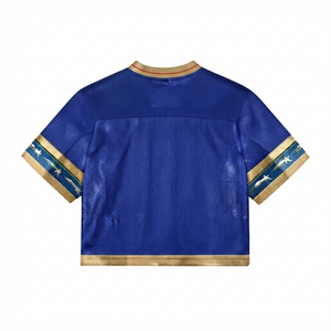 Maillot de football personnalisé brodé pour femme 100 % polyester séchage rapide, haut de sport sans manches en maille vintage avec numéro graphique appliqué - Product Image 2