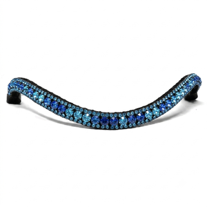 Diadema de cuero de lujo hecha a mano con forma de onda y cristales dorados Diamante Mega Bling para caballos - Product Image 4
