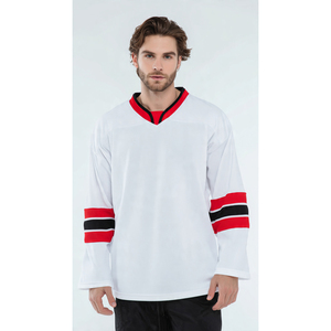 Maillot de hockey sur glace personnalisé pour homme, col en V, avec rayures sur les manches - Product Image 4