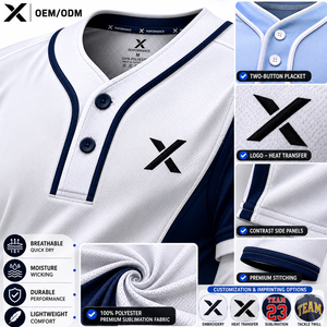Maillots de baseball personnalisés X Sports City à deux boutons, 100 % polyester, vente chaude, fabricant direct, respirants, tendance - Product Image 4