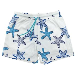 Shorts de bain pour hommes à motif étoile de mer et crabe, personnalisables, pour l'été et la plage - Product Image 1