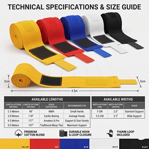Vendas de Boxeo Personalizadas, Estilo Mexicano, de Poliéster/Algodón, Cuatro Puntos, Cinco Metros, Profesionales para MMA, Equipo de Fitness y Lucha - Product Image 2