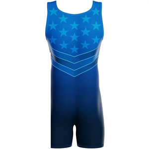 Ropa de Lucha Libre para Hombre, Color Azul, Estampado Digital, Spandex/Poliéster, Secado Rápido, Transpirable, Singlet para Levantamiento de Pesas, Boxeo - Product Image 5
