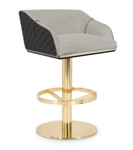 Tabouret de bar pivotant Luxxu Charla, base en laiton, revêtement en cuir PU, sans accoudoirs - Sièges design modernes de luxe pour usage commercial - Product Image 1