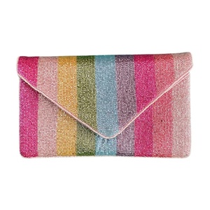 Bolso de Mano Artesanal de Lujo Indio, Multicolor, Forma de Baguette, Duradero, Estilo Étnico, Hecho a Mano, con Cristales, Accesorios de Moda, para Uso Diario - Product Image 1