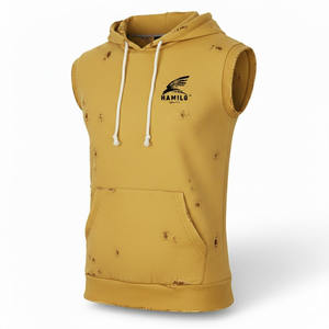 Camiseta sin Mangas de Alta Calidad OEM, Chaleco Deportivo Ajustado para Gimnasio, Camiseta con Capucha para Fisicoculturismo, Prenda Básica de Algodón Mezclado - Product Image 4