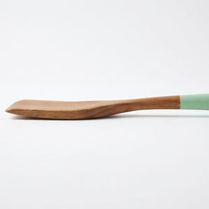 Spatule en bois de teck massif de qualité alimentaire FSC avec manche vert menthe, ustensile de cuisine écologique, spatule en bois antiadhésive - Product Image 4