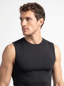Men's <b>Black</b> Compression <b>Tank</b> <b>Top</b> O-Neck Sleeveless Gym Wear Active Wear Breathable <b>Knitted</b> Solid Color Slim Fit - Product Image 3