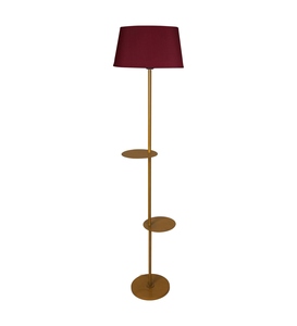 Lampadaire en coton rouge avec abat-jour en tissu, base métallique, vente en gros, fabricant de lampes sur pied, abat-jour en tissu personnalisé, OEM ODM - Product Image 4