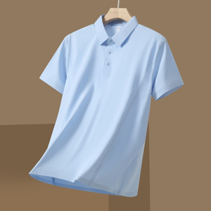 Camisa de Manga Corta para Hombre, Color Sólido, Tejido de Punto, Estilo Casual, Corte Regular, Diseño con Botones, Logotipo Frontal, Secado Rápido - Product Image 5
