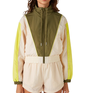 Chaqueta Corta de Nailon Ligero con Efecto Arrugado, Estilo Urbano, Paneles de Neón, Cuello Alto y Cremallera, Tipo Windrunner - Product Image 1
