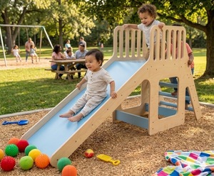 Toboggan en contreplaqué de pin américain, multicolores, pour aire de jeux intérieure, usage scolaire, équipement de jeux pour la maison - Product Image 1