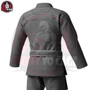 Uniforme de BJJ de Manga Larga, Color Gris, Resistente, para Entrenamiento de Artes Marciales, Estampado, de Poliéster y Algodón Elástico - Product Image 4