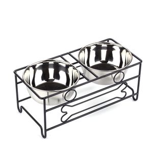 Comedero Elevado Decorativo Premium para Perros con Dos Tazones de Acero Inoxidable y Estructura de Hierro para Mascotas - Product Image 3