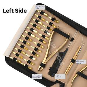 Salon Gold Hair Extension tools Kit Featuring Flat Bead Crimping pliers Microlink Remover Tape Pressing Plier & 24 Hair <b>Clips</b> - Product Image 3