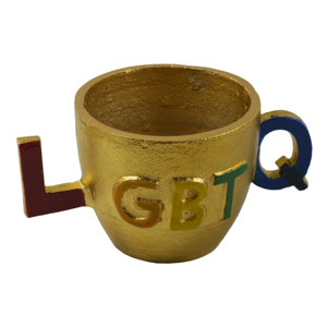 กระถางลายเพ้นท์ธีม LGBTQ ตกแต่งโต๊ะได้อย่างลงตัว เหมาะสำหรับตกแต่งสำนักงานและห้องนั่งเล่น แจกันดอกไม้โลหะ กระถางปลูกต้นไม้สีรุ้ง - Product Image 1