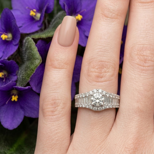 Anillo de Boda y Fiesta para Mujer, de Oro Blanco de 18k, con Diamante Natural Real, Corte Redondo, Montura Clásica con Halo, Brillante y de Alta Calidad - Product Image 5